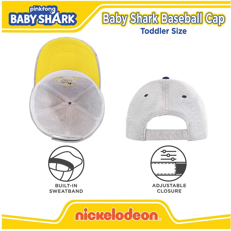 Nickelodeon Boys Baseball Cap, Baby Shark Adjustable Toddler Hat For Ages 2-4, Gray - Image 5