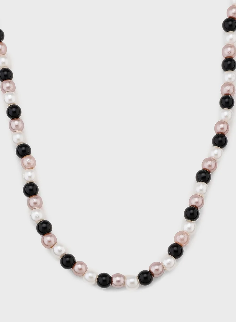Ginger Layered Beaded Layered Heart Pendant Necklace