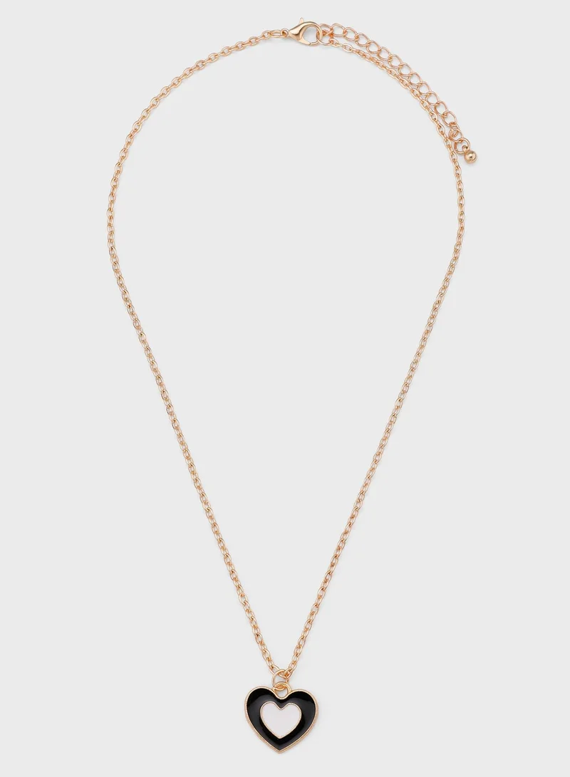 Ginger Layered Beaded Layered Heart Pendant Necklace