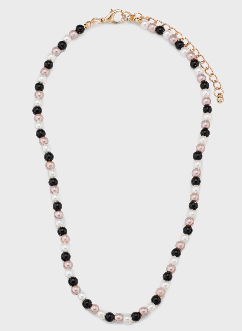 Ginger Layered Beaded Layered Heart Pendant Necklace