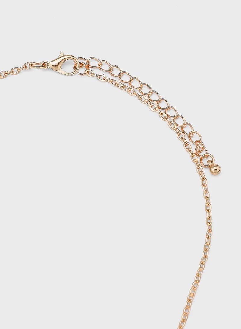 Ginger Layered Beaded Layered Heart Pendant Necklace