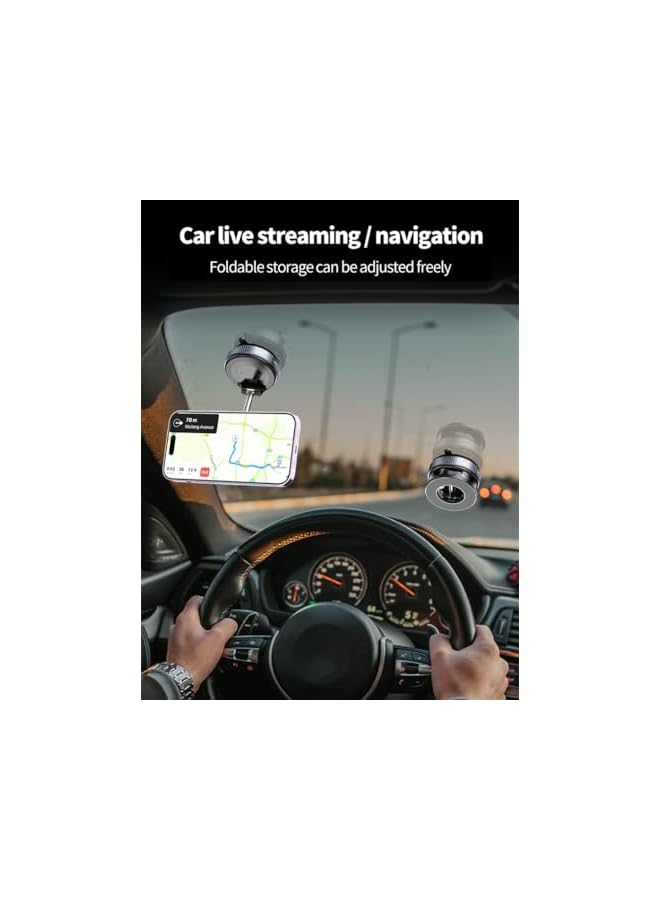 S-TOP Vacuum Suction Car Phone Holder for Magsafe, 360° Rotatable Magnetic Mount with Strong Grip, Hands-Free Use in Car, Gym & Home (Comes with 1 Magnet Ring) - Image 2