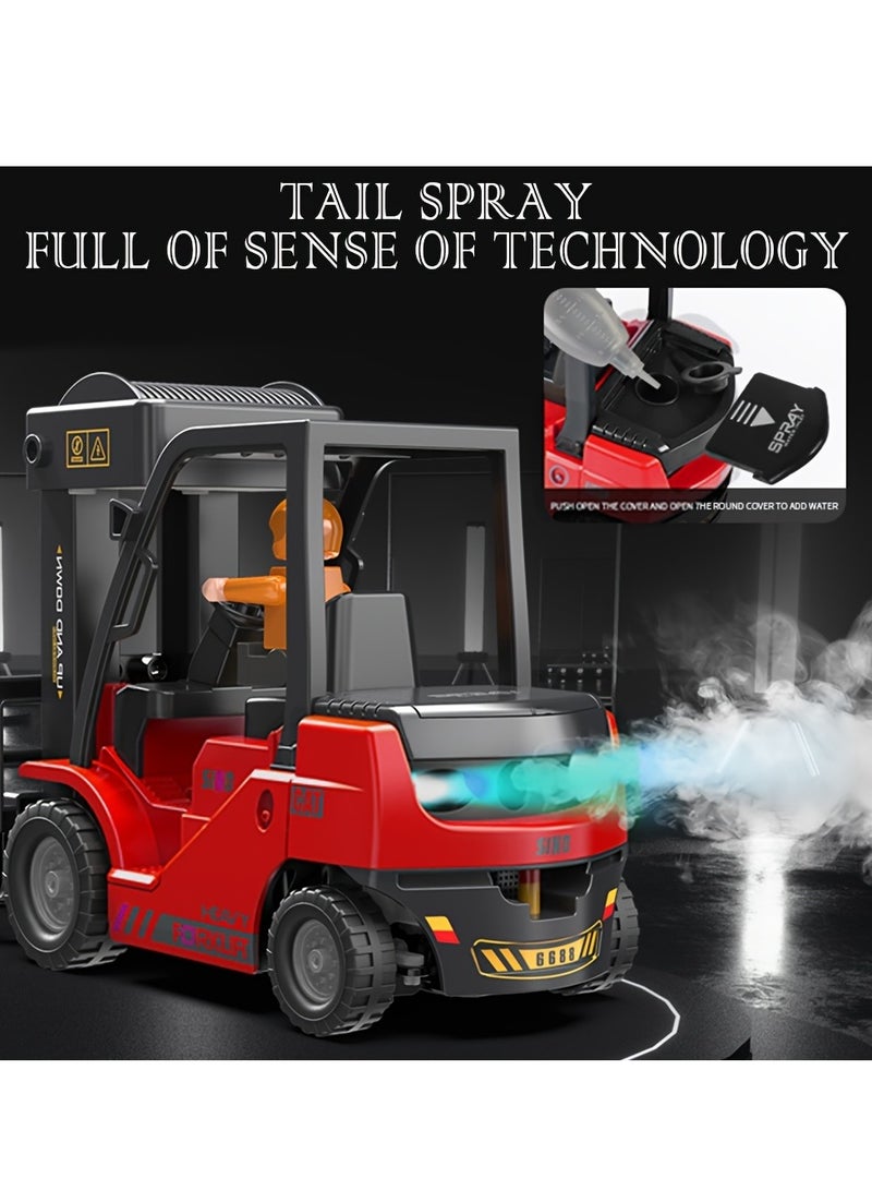 XiuWoo Rc Electric Alloy Forklift & Crane Set, 2.4G Remote Control, 11-Channel, Rechargeable Lithium Polymer Battery, Light, Sound, Smoke Effect, Multi-Functional Engineering Vehicle Toy  - Image 4