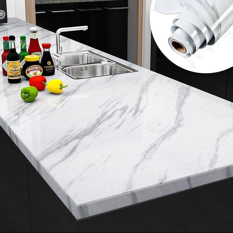 olpad 200x60 cm Granite GrayWhite Roll Kitchen countertop Cabinet Furniture is renovated Thick Waterproof PVC Removable Waterproof StainResistant - Image 5