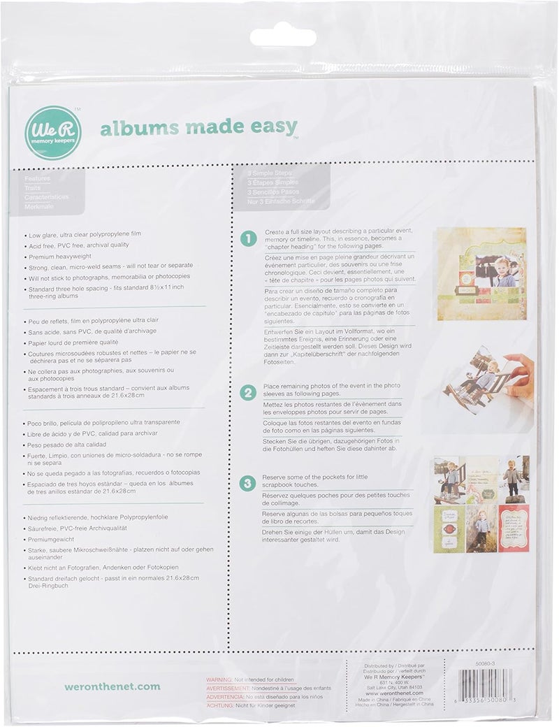 We R Memory Keepers 8.5 x 11 Inch 3-Ring Album Page Protectors - 10 Pack - Image 2