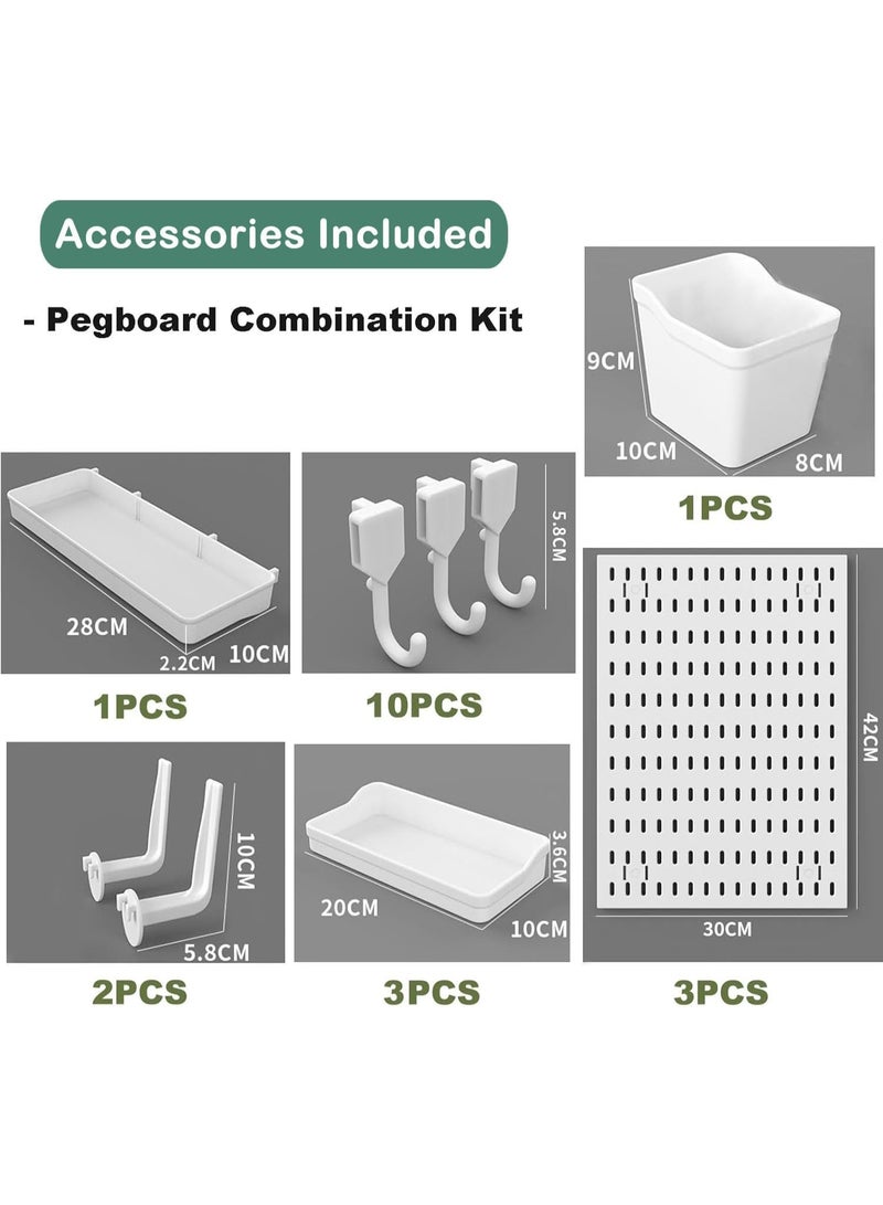 تابيت مجموعة ألواح التثبيت، منظم ألواح تثبيت جداري مع 3 ألواح تثبيت و17 ملحقًا، ألواح تثبيت وملحقات معلقة بشكل معياري لمنظم الحائط، مجموعات ألواح تثبيت للعرض للمنزل (أبيض) - Image 2