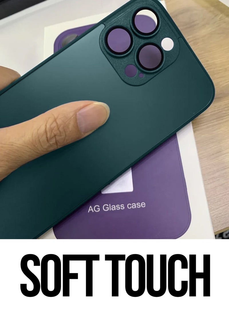 Techie AG Forested Matte Glass Silicon Real Feel Case with Integrated Camera Lens Film - Full Protection and Dust Proof – Cangling Green for Apple iPhone 14 Pro - Image 2