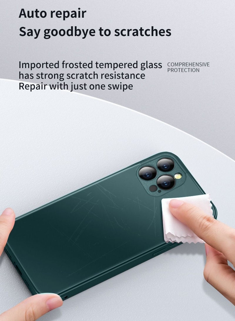 Techie AG Forested Matte Glass Silicon Real Feel Case with Integrated Camera Lens Film - Full Protection and Dust Proof – Cangling Green for Apple iPhone 14 Pro - Image 4