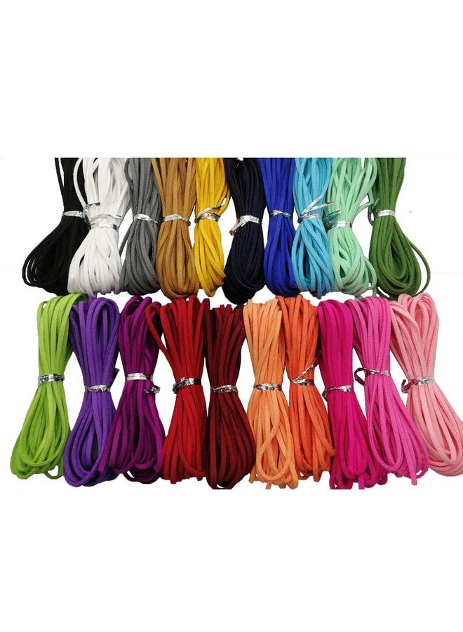 بامير تونج 100 ياردة 20 حزمة 2.6 مم حبال من الجلد السويدي، دانتيل مسطح من الجلد السويدي الصناعي، سلك مخملي للقلادة، الخرز والحرف اليدوية (اللون 2) 205 - Image 1