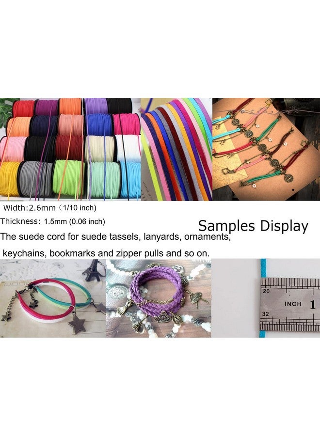 بامير تونج 100 ياردة 20 حزمة 2.6 مم حبال من الجلد السويدي، دانتيل مسطح من الجلد السويدي الصناعي، سلك مخملي للقلادة، الخرز والحرف اليدوية (اللون 2) 205 - Image 4