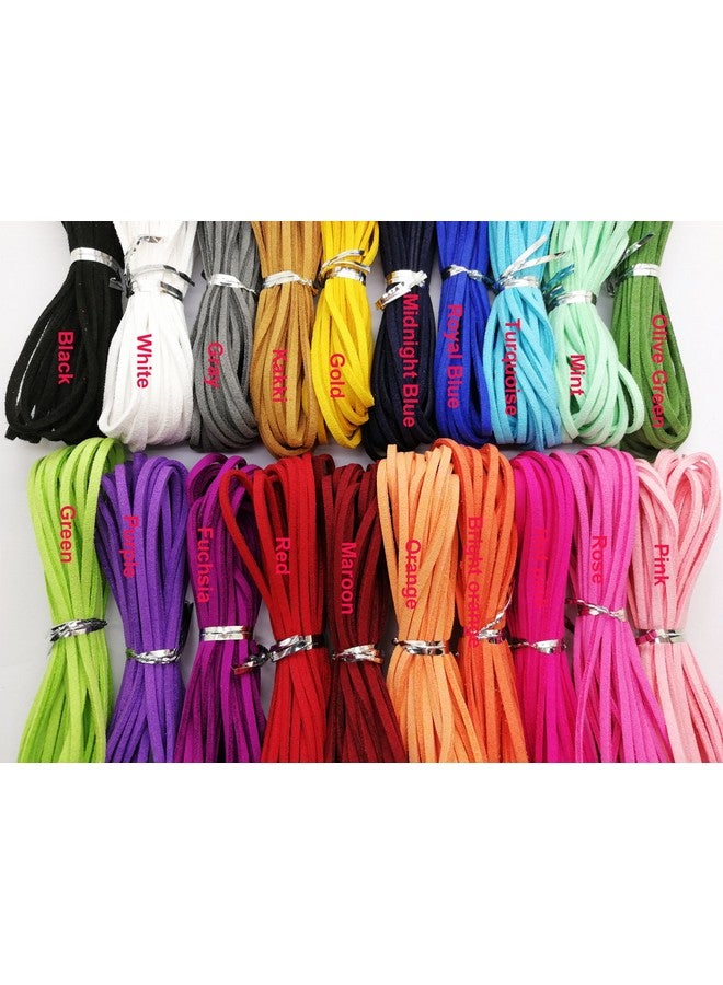 بامير تونج 100 ياردة 20 حزمة 2.6 مم حبال من الجلد السويدي، دانتيل مسطح من الجلد السويدي الصناعي، سلك مخملي للقلادة، الخرز والحرف اليدوية (اللون 2) 205 - Image 2