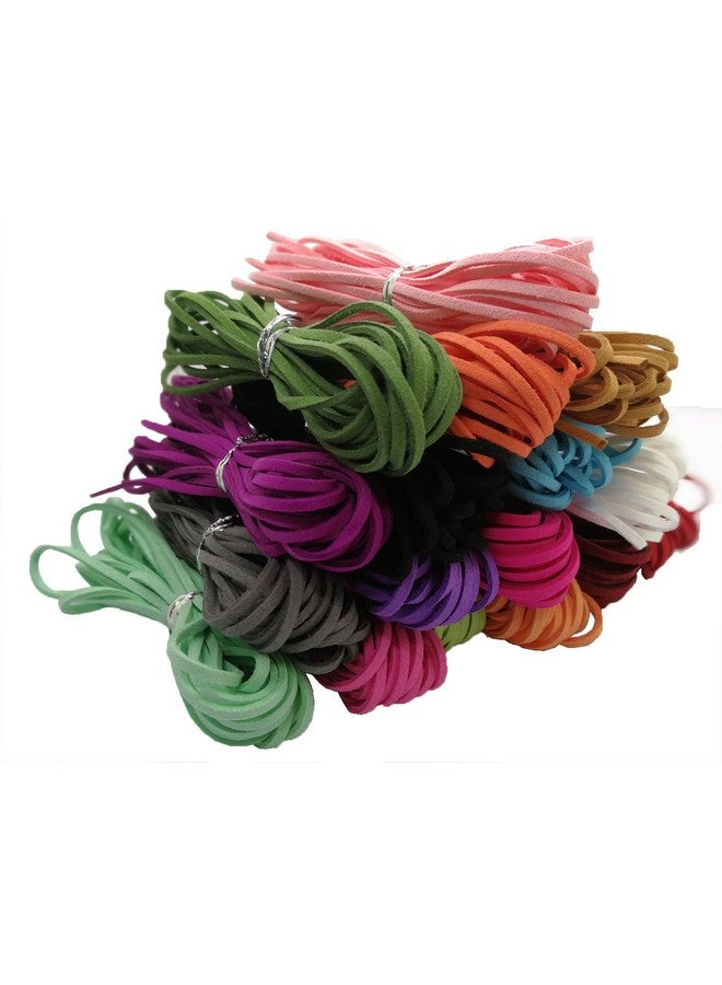 بامير تونج 100 ياردة 20 حزمة 2.6 مم حبال من الجلد السويدي، دانتيل مسطح من الجلد السويدي الصناعي، سلك مخملي للقلادة، الخرز والحرف اليدوية (اللون 2) 205 - Image 3