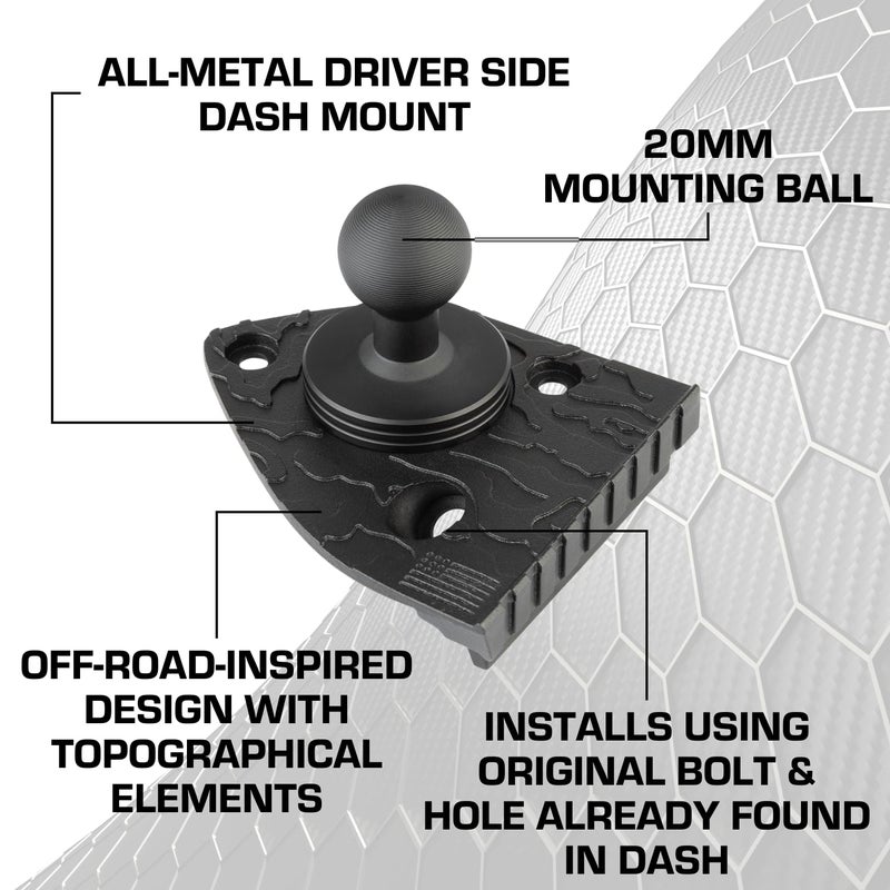 Bulletpoint Dash Mount Cell Phone Holder Compatible with 2018-2023 Jeep Wrangler JL (NOT 4xe) & 2020-2023 Jeep Gladiator Single Ball Mount (Driver Side Spring-Loaded) - Image 4