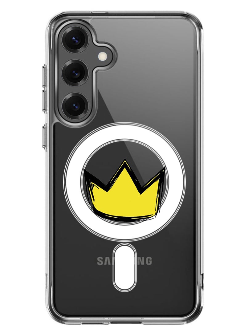 Theodor Magnetic Case for Samsung Galaxy S25 6.2-inch Compatible with MagSafe Wireless Charging, Shockproof Phone Bumper Cover Yellow Crown - Image 1