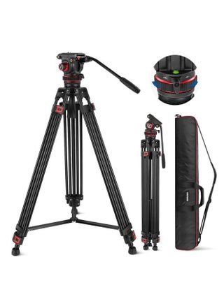 74" Video Tripod with Adjustable Damping Fluid Head, Metal Heavy Duty Dual-Mode QR Plate Compatible with DJI RS Gimbals, Flexible 360° Pan&+90°/-75° Tilt, Max Load 22lb/10kg, TP75 - pzsku/Z4AF1DF2ADEBB6C7A8832Z/45/1743381669/731014c0-211f-41b5-a962-3ef848cde228