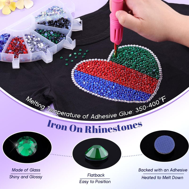 TINKRSTUFF 6800Pcs Hotfix Rhinestones for Clothing, Emerald Green 2-5mm Mixed Sizes Iron On Flatback Glass Gems, Bedazzling Crystals Rhinestones for Crafting Hats Shoes Fabric Decor Nail Art - Image 3