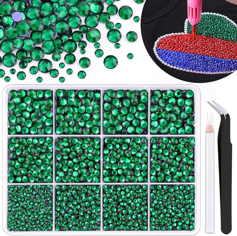 TINKRSTUFF 6800Pcs Hotfix Rhinestones for Clothing, Emerald Green 2-5mm Mixed Sizes Iron On Flatback Glass Gems, Bedazzling Crystals Rhinestones for Crafting Hats Shoes Fabric Decor Nail Art - Image 1