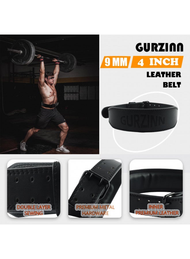 GurZinn Weight Lifting Belt for Men & Women - Leather Gym Belts for Weightlifting, Powerlifting, Strength Training, Squat or Deadlift Workout up(B-Black/S) - Image 2