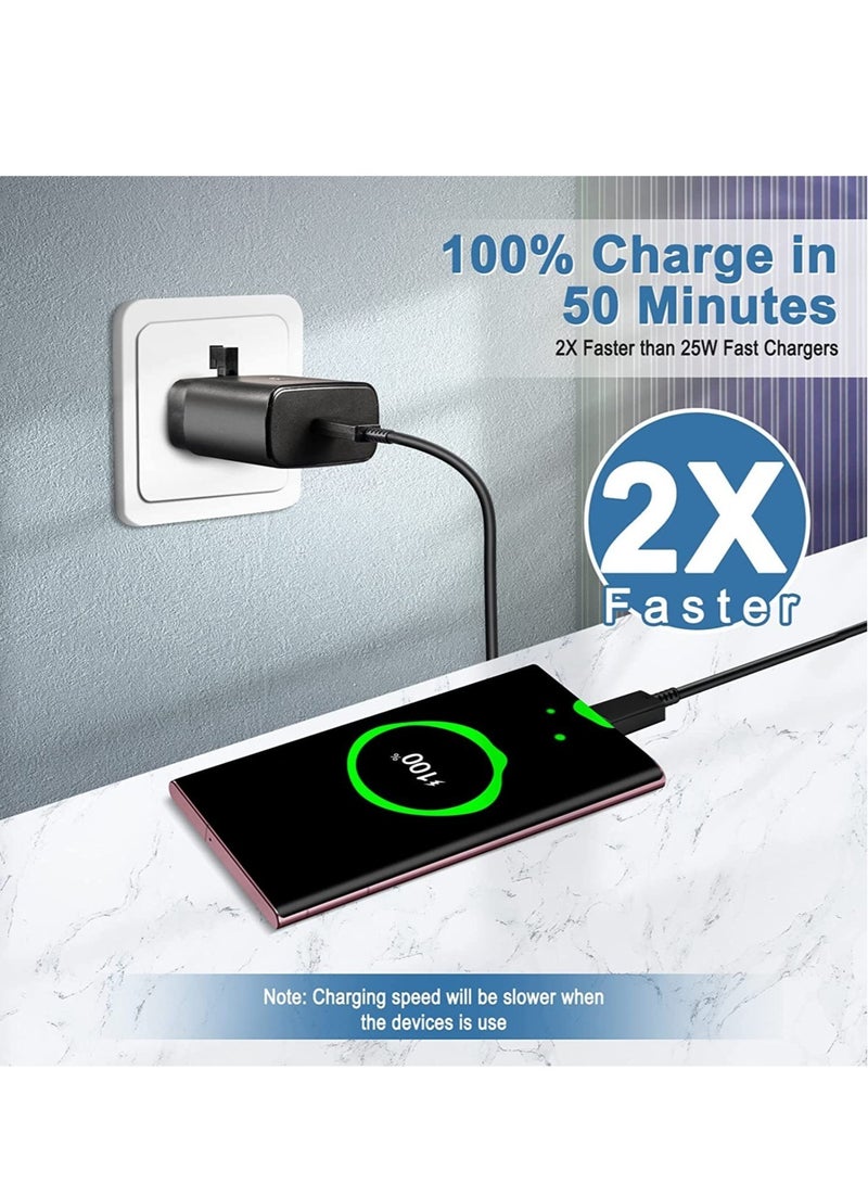 شاحن USB C فائق السرعة بقوة 45 وات بمقبس USB C متوافق مع Samsung Galaxy S22 Ultra/S22+/S22/S21 Ultra/S21+/S21/S20/Note20/Note10/S10، Galaxy Tab S7/S7+/S8/S8+/S8 Ultra، شاحن PPS مع كابل USB C سريع بطول 1 متر - Image 4