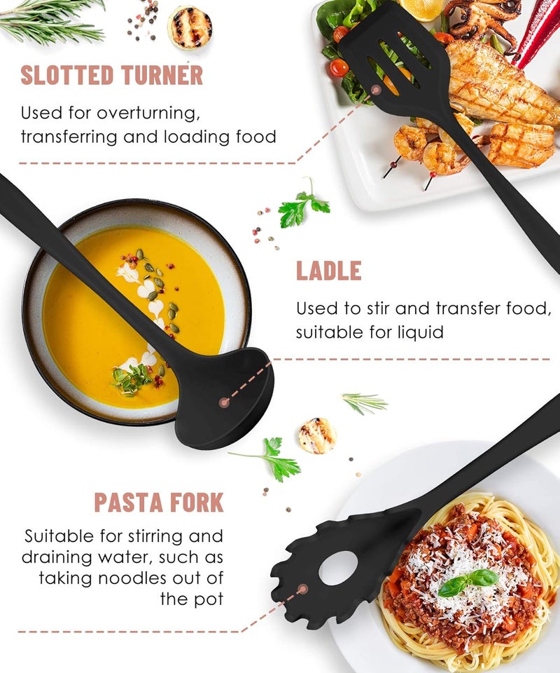 Pranski Kitchen Utensils Set-12 Pieces Silicone Cooking Utensils Set Dishwasher Safe 392°F Heat Resistant Spatula Set Nonstick Cookware - Image 4