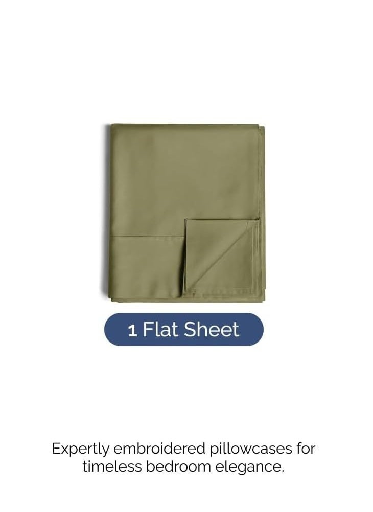 Signoola Flat Sheet Set Of 1 Piece - Comfy Breathable & Cooling Sheets - Hotel Luxury Bed Sheets ( 180 x 240 cm ) - Deep Pockets, Easy-Fit, Extra Soft - Olive Green - Image 5