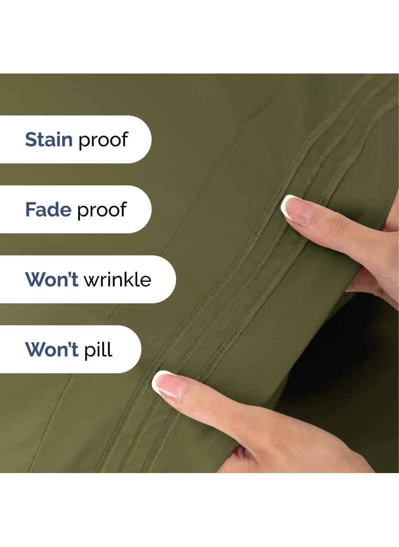 Signoola Flat Sheet Set Of 1 Piece - Comfy Breathable & Cooling Sheets - Hotel Luxury Bed Sheets ( 180 x 240 cm ) - Deep Pockets, Easy-Fit, Extra Soft - Olive Green - Image 2