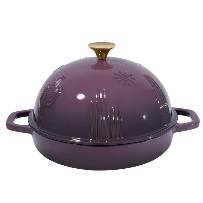 BREAD OVEN CAST IRON BREAD DUTCH OVEN WITH CLOCHE LID FOR BREAD BAKING MAGENTA ENAMELED CAST IRON BREAD OVEN WITH DOME LID FOR SOURDOUGH 98 INCHES