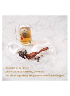 Generic 100Pcs Disposable Drawstring Tea Filter Bags Non-woven Fabric Pouches Seal Mesh Bags Coffee Sachet Bags for Loose Leaf Tea, Coffee, Herb, Spice  - Image 2