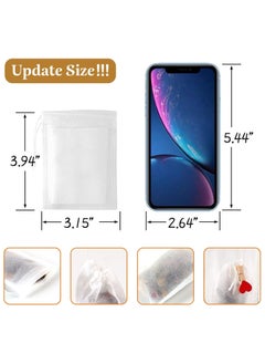 Generic 100Pcs Disposable Drawstring Tea Filter Bags Non-woven Fabric Pouches Seal Mesh Bags Coffee Sachet Bags for Loose Leaf Tea, Coffee, Herb, Spice  - Image 5