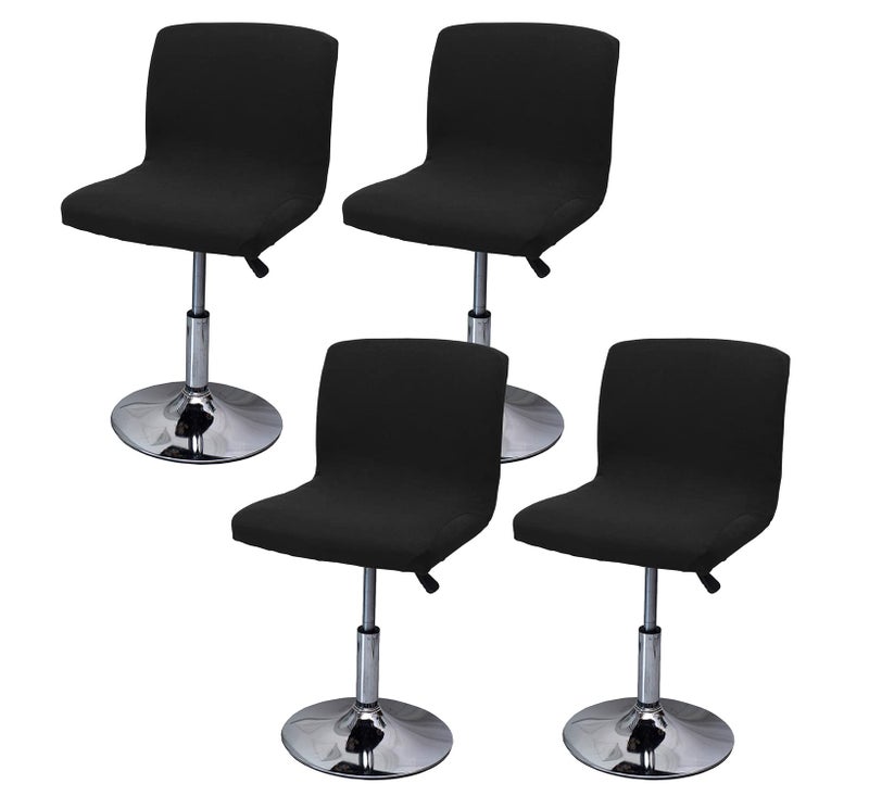 WOMACO WOMACO Bar Stool Cover with Back Printed Dining Room Square Swivel Barstool Chair Seat Cushion Slipcover for Counter Height Mid Low Back Chair Protector 4 Black 