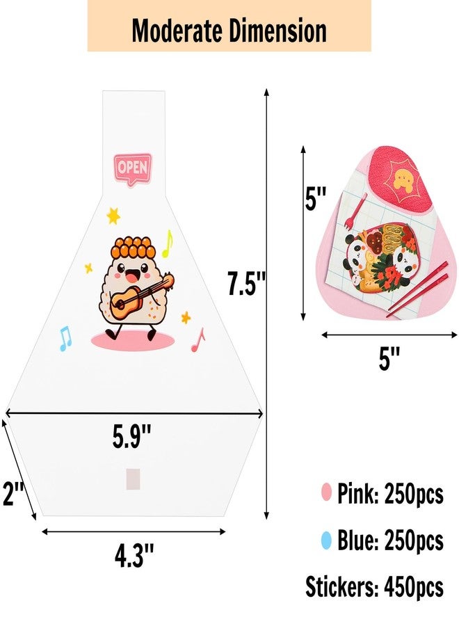 ZAVOOS 250 Pack Triangle Onigiri Wrapper, Cute Plastic Rice Balls Packing Bags with Stickers, Japanese Easy Tear Disposable Onigiri Baggies Bulk in Assorted Styles for Sushi, Food Grade - Image 2
