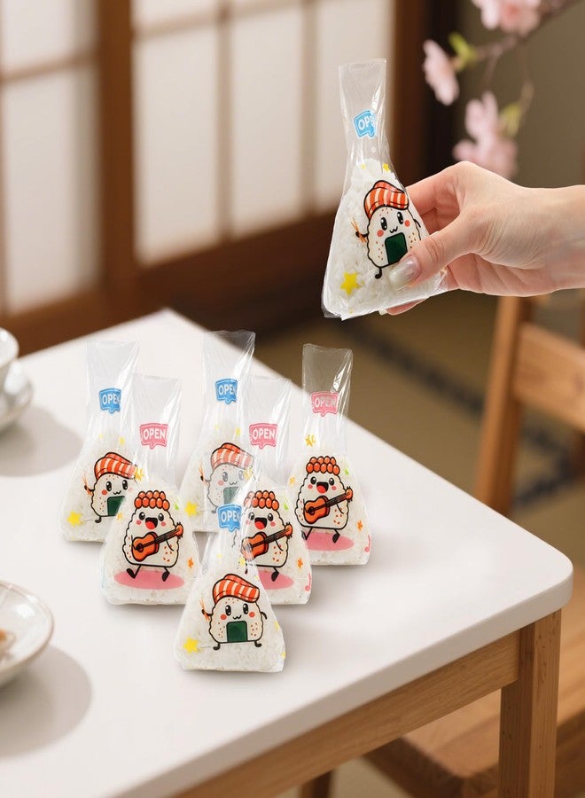 ZAVOOS 250 Pack Triangle Onigiri Wrapper, Cute Plastic Rice Balls Packing Bags with Stickers, Japanese Easy Tear Disposable Onigiri Baggies Bulk in Assorted Styles for Sushi, Food Grade - Image 5