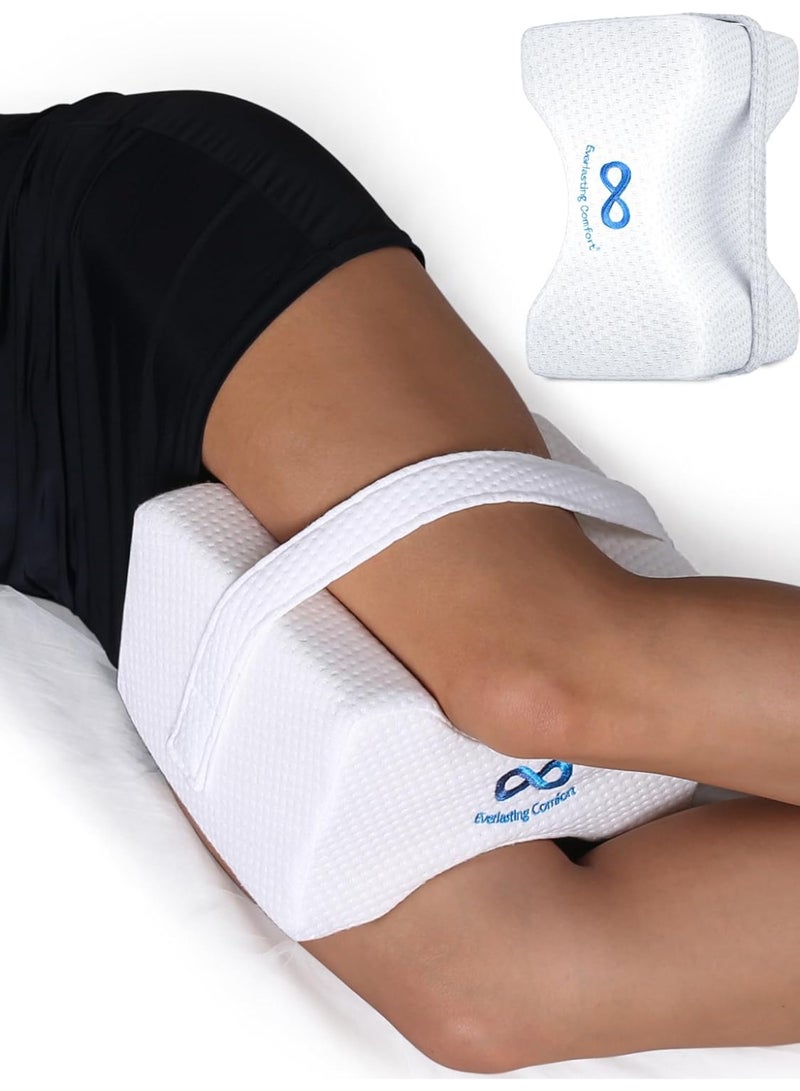 Everlasting Comfort وسادة الركبة المريحة للأبد للنائمين على الجانب - وسادة الساق من رغوة الذاكرة لتخفيف آلام الورك والظهر - وسادة الساق المريحة للنوم على الجانب - حزام قابل للتعديل - وسادة لتخفيف آلام عرق النسا - Image 1