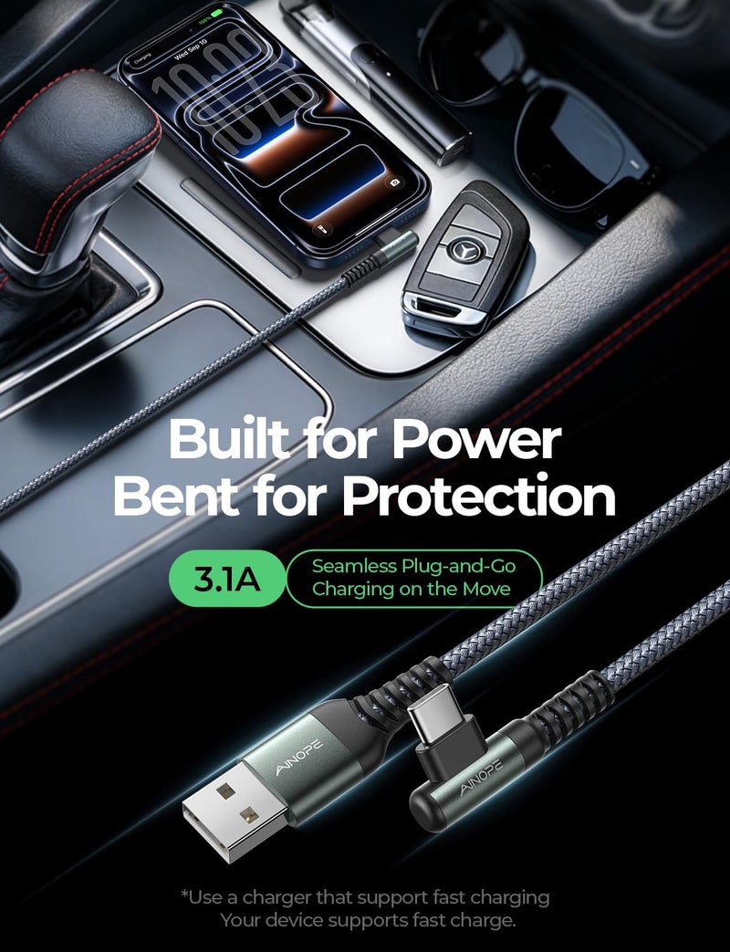 AINOPE USB A to USB Cable 3. 3FT 2-Pack for iPhone 17 16 Charger Cord 3.1A Car Carplay Cable for iPhone 17 Car Charger, Type C Charger Fast Charging for iPad Galaxy S25 S24 S23 S22 S21 S20 S10 Note 20 - Image 3