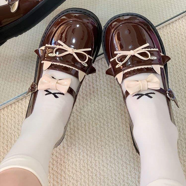 Low-Top Hoshino Original Lolita Shoes Cute Girl Flats Jk Flats Bottomed Girl Bow Japanese Style Small Leather Shoes - Image 4