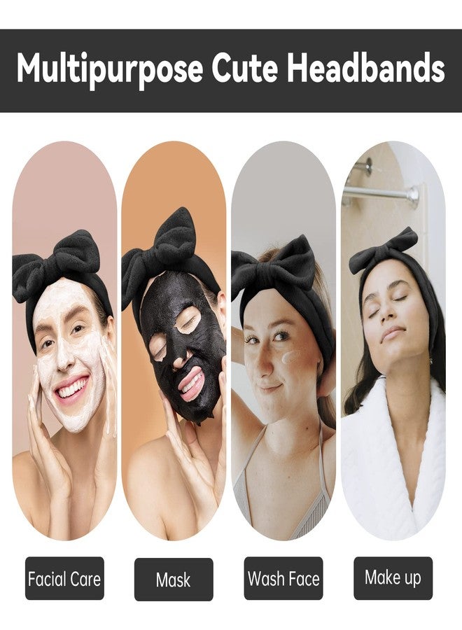Ondder Black Spa Headband for Women and Girls - Washing Face, Bow Skincare Headbands, Makeup, Shower Hair Accessories - Image 5