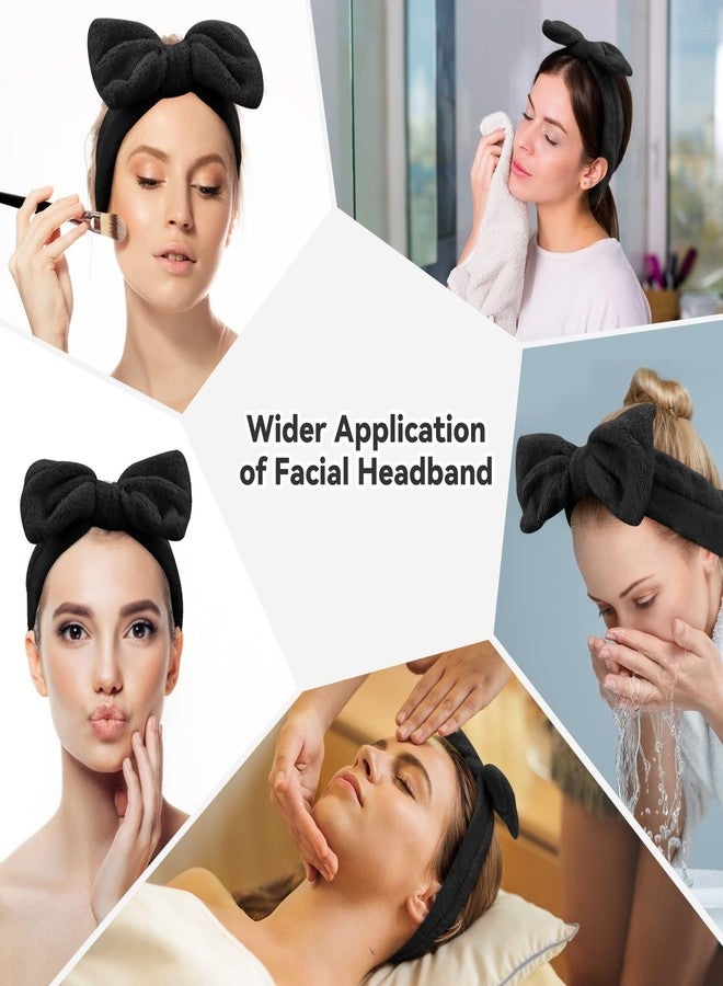Ondder Black Spa Headband for Women and Girls - Washing Face, Bow Skincare Headbands, Makeup, Shower Hair Accessories - Image 3