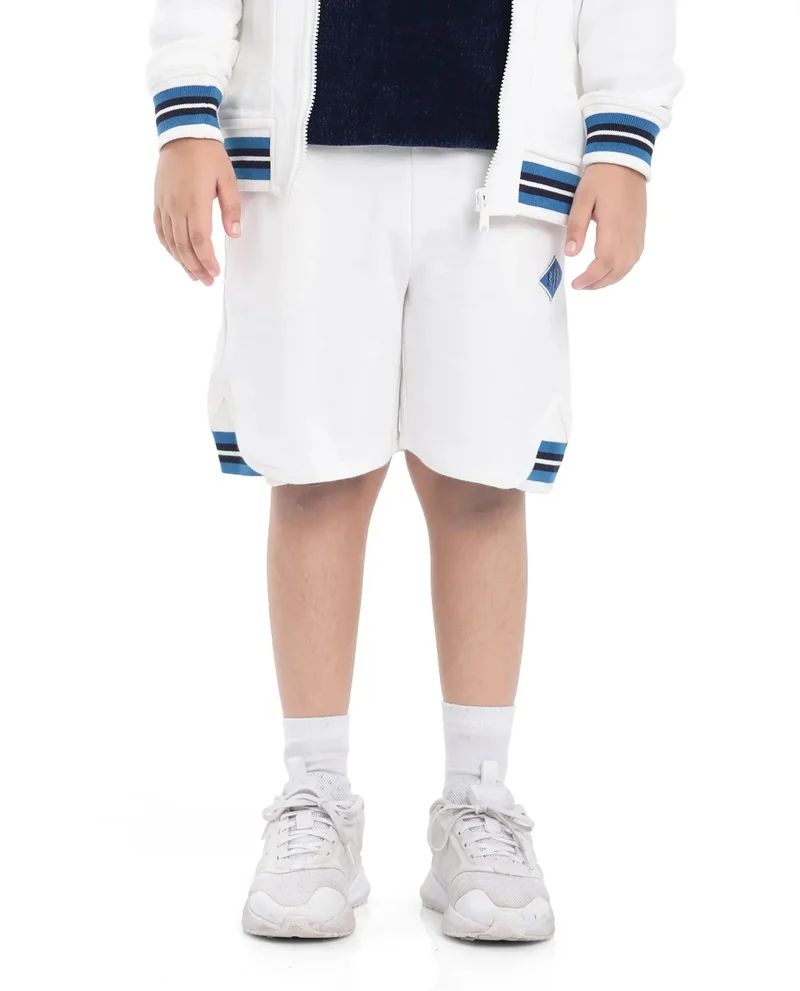 Rare Ones Rare Ones Kids Mantz White Cotton Poly Drawstring Applique Short