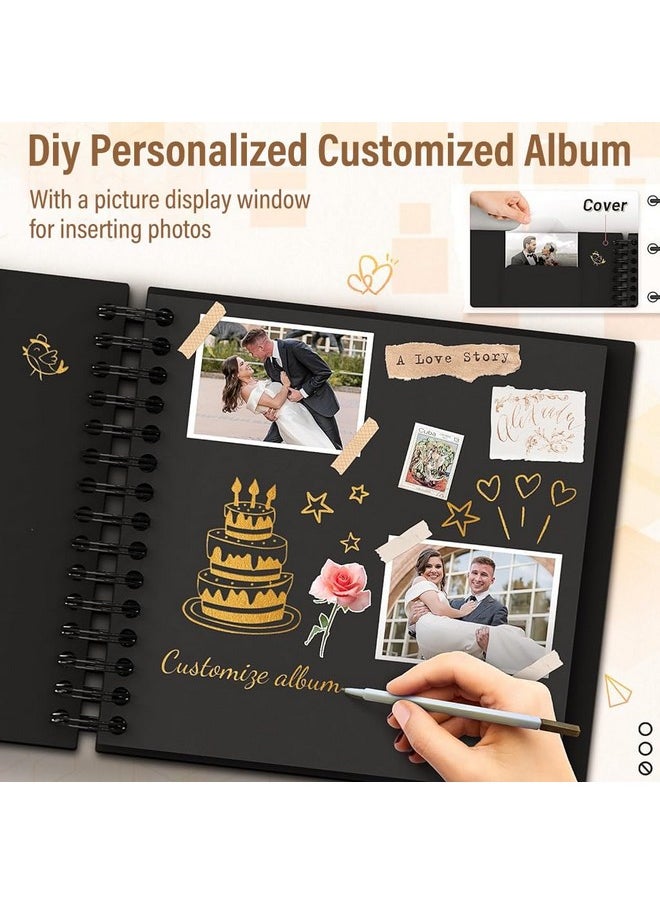 هاسذيب مجموعة ألبومات الصور DIY من HASTHIP®، هدية الذكرى السنوية للزوجين، مجموعة ألبومات الزفاف DIY بحجم A4 مع ملصقات ملونة، قلم ملون، ألبوم صور تذكارية لحفلات التخرج، 80 صفحة/40 ورقة  - Image 5