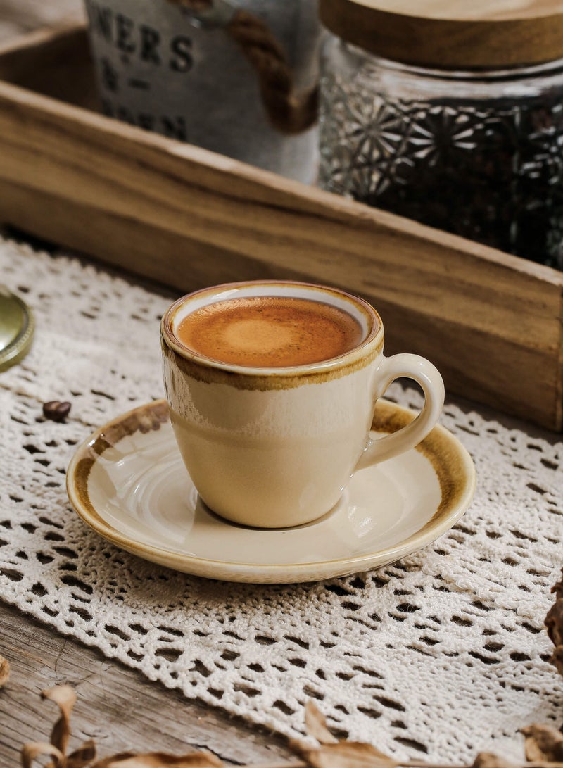 شور فناجين قهوة سيراميك، فناجين إسبريسو، فناجين قهوة عربية، فناجين قهوة تركية، طقم فناجين وصحون، مناسب للمنزل، المكتب، المطاعم، حفلات الحديقة، طقم شاي ما بعد الظهيرة - Image 1