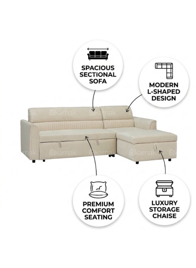 KARNAK Arvex 3 Seater Sofa Bed Beige - Image 4