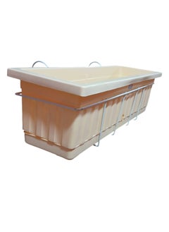 Khorshid Plastic Rectangular Planter - 60*20 - Vanilla Latte Color - with White Metal Bracket for Hanging on Balconies