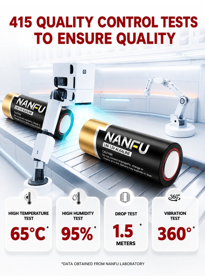 نانفو بطاريات نانفو القلوية الأصلية نوع الطاقة AAA ، 1.5V R6 أطول طاقة دائمة ، تصميم مقاوم للتسرب 6 قطع - Image 2