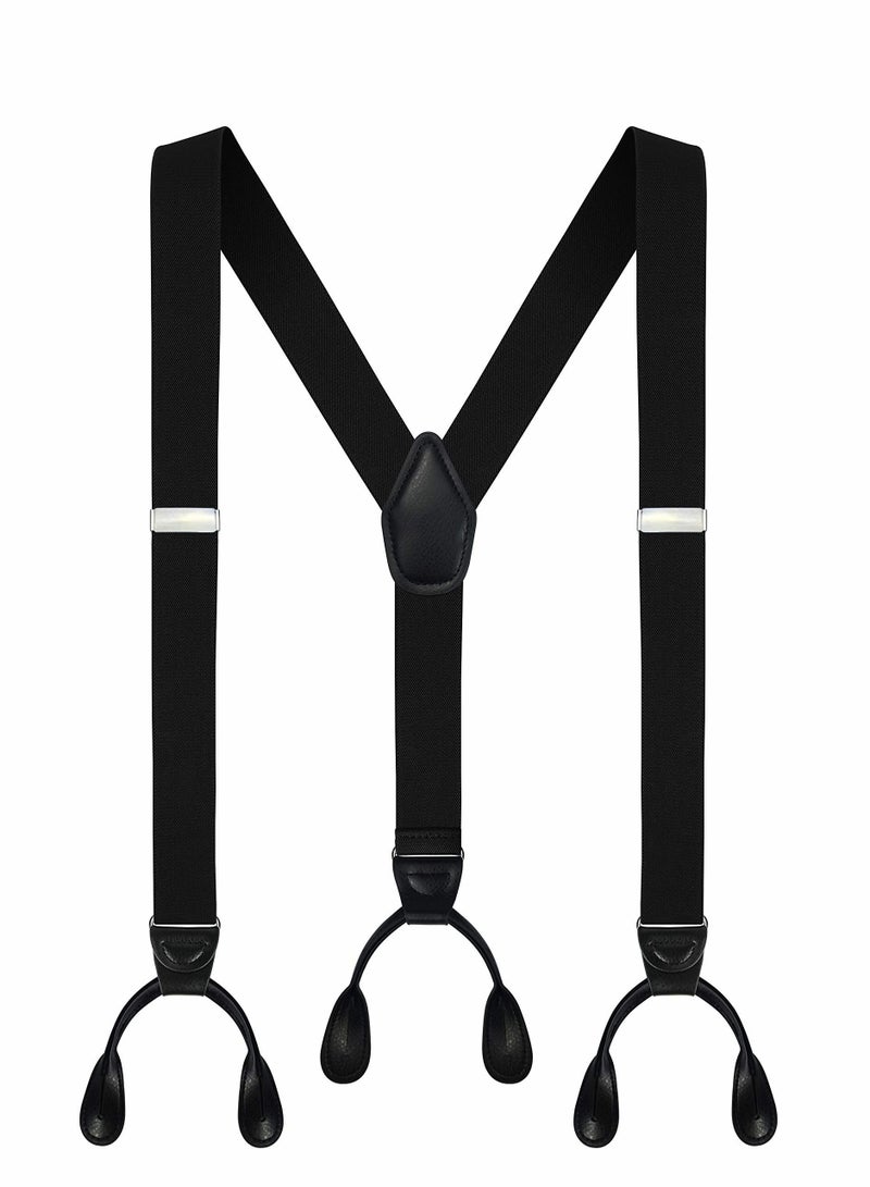 KASTWAVE Men's Y-Back Wide Button End Elastic Adjustable Suspenders, Y Shape Tuxedo Suspender by, Men with Stylish Leather Ends Durable Long Lasting Stretch Ultimate Fashion - Image 1