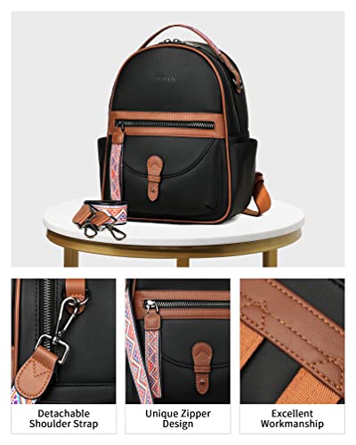 FADEON Mini Backpack Purse for Women, Designer Leather Cute Roomly Backpacks, Daily Ladies Shoulder Backpack Fashion Handbag - Image 5