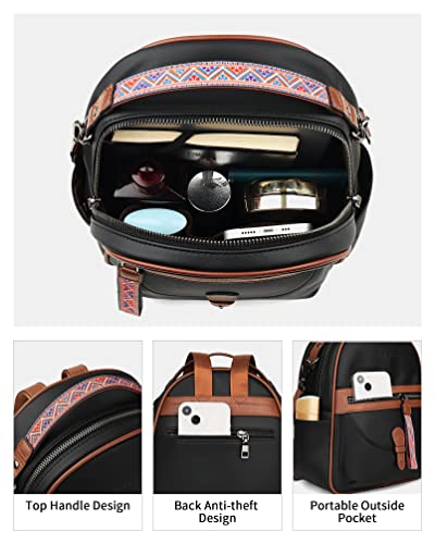 FADEON Mini Backpack Purse for Women, Designer Leather Cute Roomly Backpacks, Daily Ladies Shoulder Backpack Fashion Handbag - Image 4