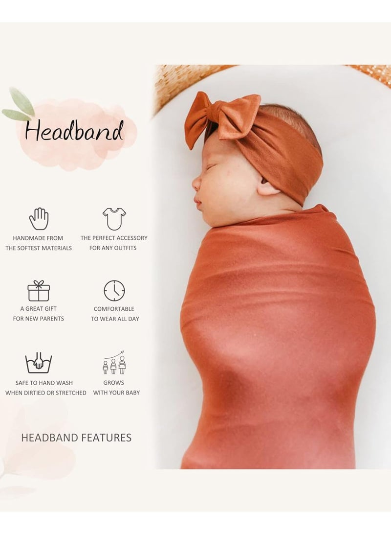 MileMelo 6 Colors Elastic Nylon Turban Stretchy Soft Wide Bowknot Headbands for Babies Newborn Baby Girl Infant Toddler （Style 2）  - Image 3