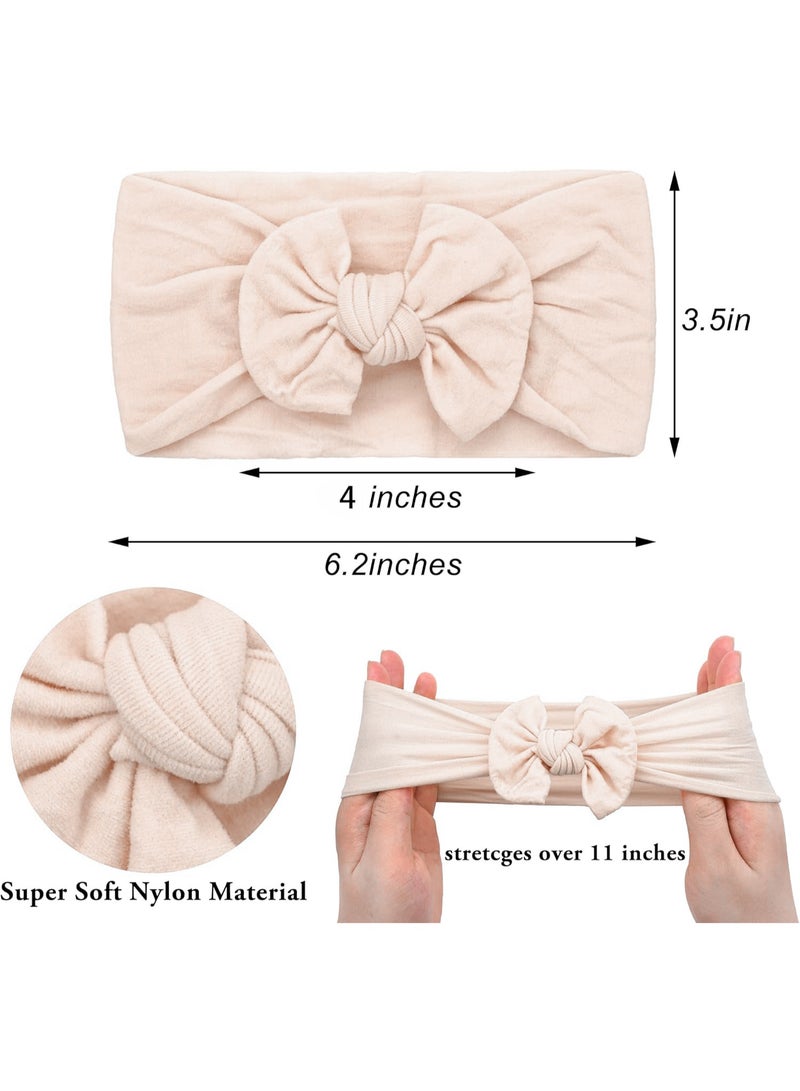 MileMelo 6 Colors Elastic Nylon Turban Stretchy Soft Wide Bowknot Headbands for Babies Newborn Baby Girl Infant Toddler （Style 2）  - Image 2