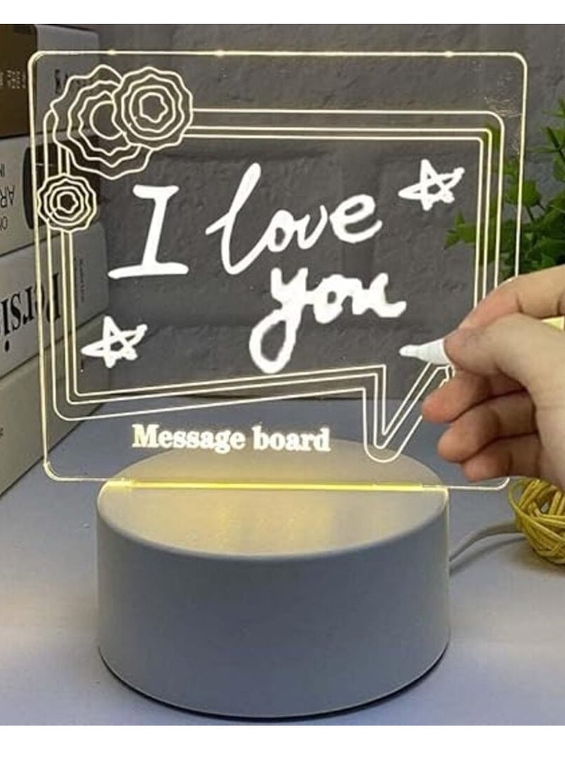 Generic Creative LED Note Board, Night Light, USB Rewritable Message Board, Stand Desktop Note Memo, White Board Notepad, Erasable LED Letter Massage Boards for Home Office  - Image 1