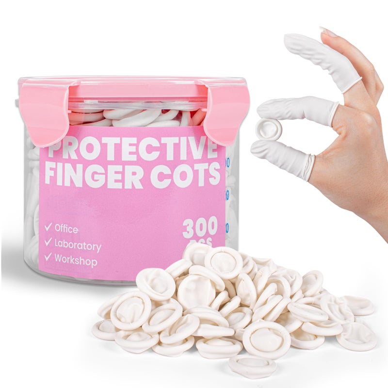coldpa Professional Rubber Finger Cots - Textured Grip & Latex-Free Finger Tip Protectors for Counting Money, Handling Paper, Reusable Protective Guards 2.67" x 0.98", Labor Protection Finger Guards (300PCS) - Image 1